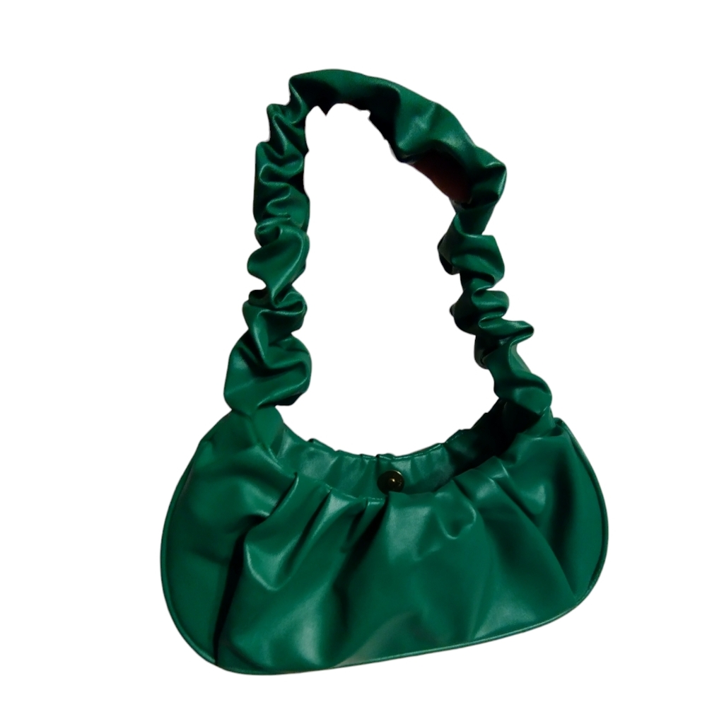 EUC 2/$10 Vibrant Faux leather Green Women's Bag purse with snap closure